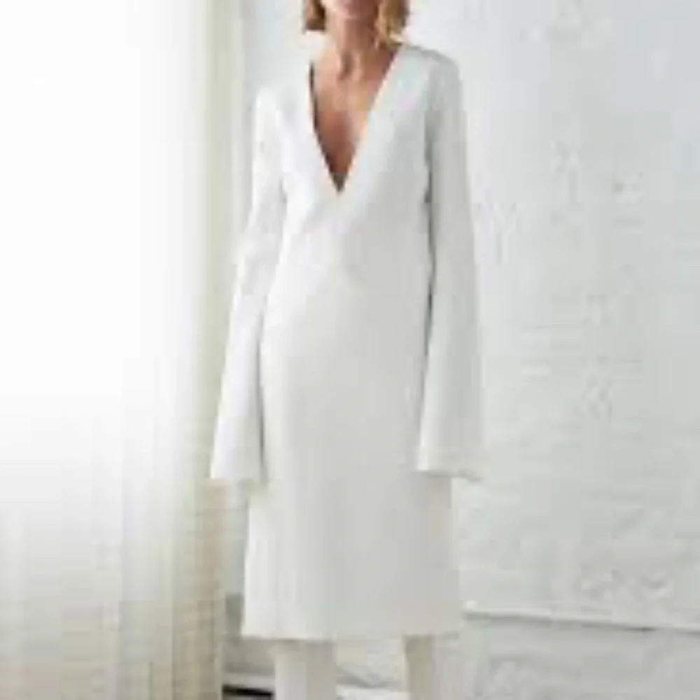 Ellery White Crepe Resort Midi Wide Bell Sleeve Dress NWT M/L $1495 Retail - Picture 2 of 15